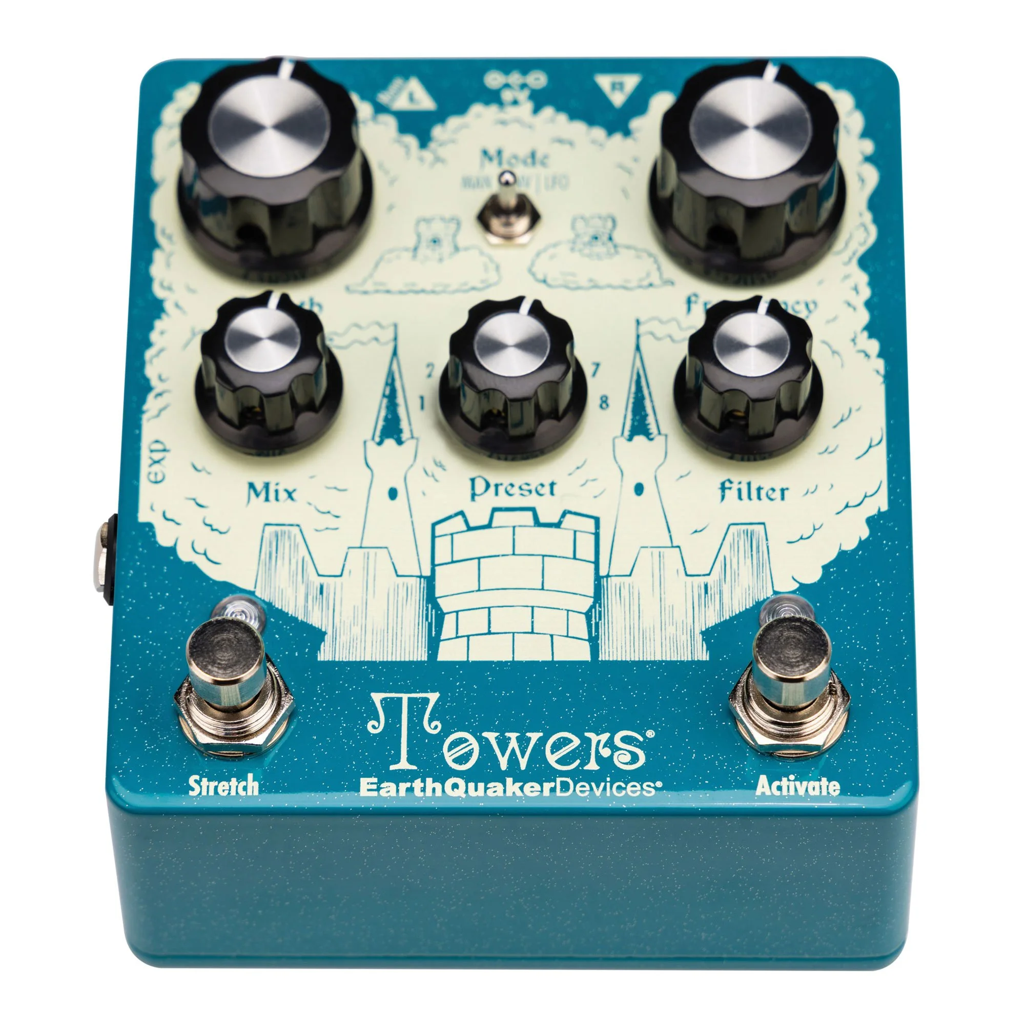 EarthQuaker Devices Towers reverb pedal, alternate angle