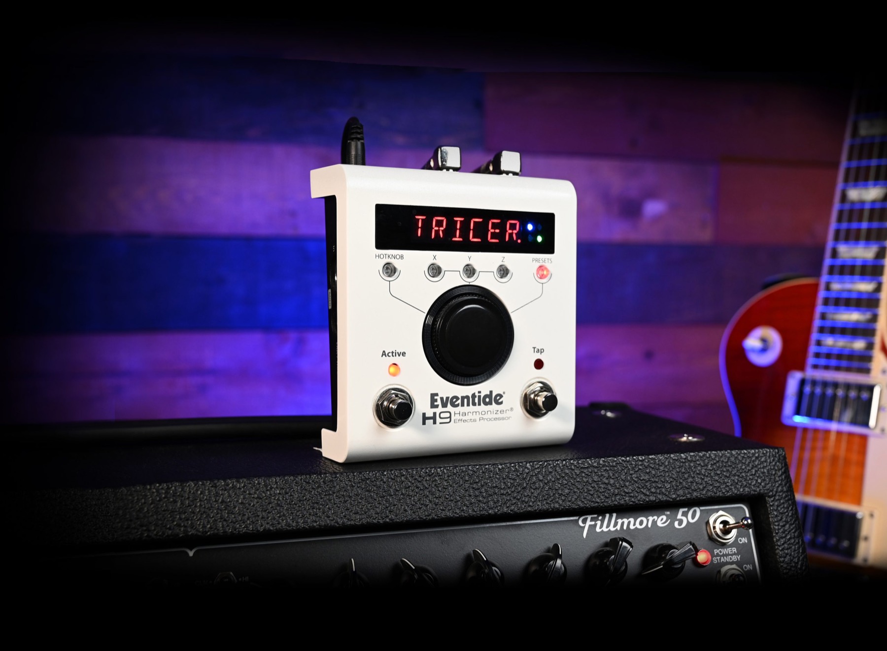 Eventide H9 Max multi-effects pedal on a pedalboard
