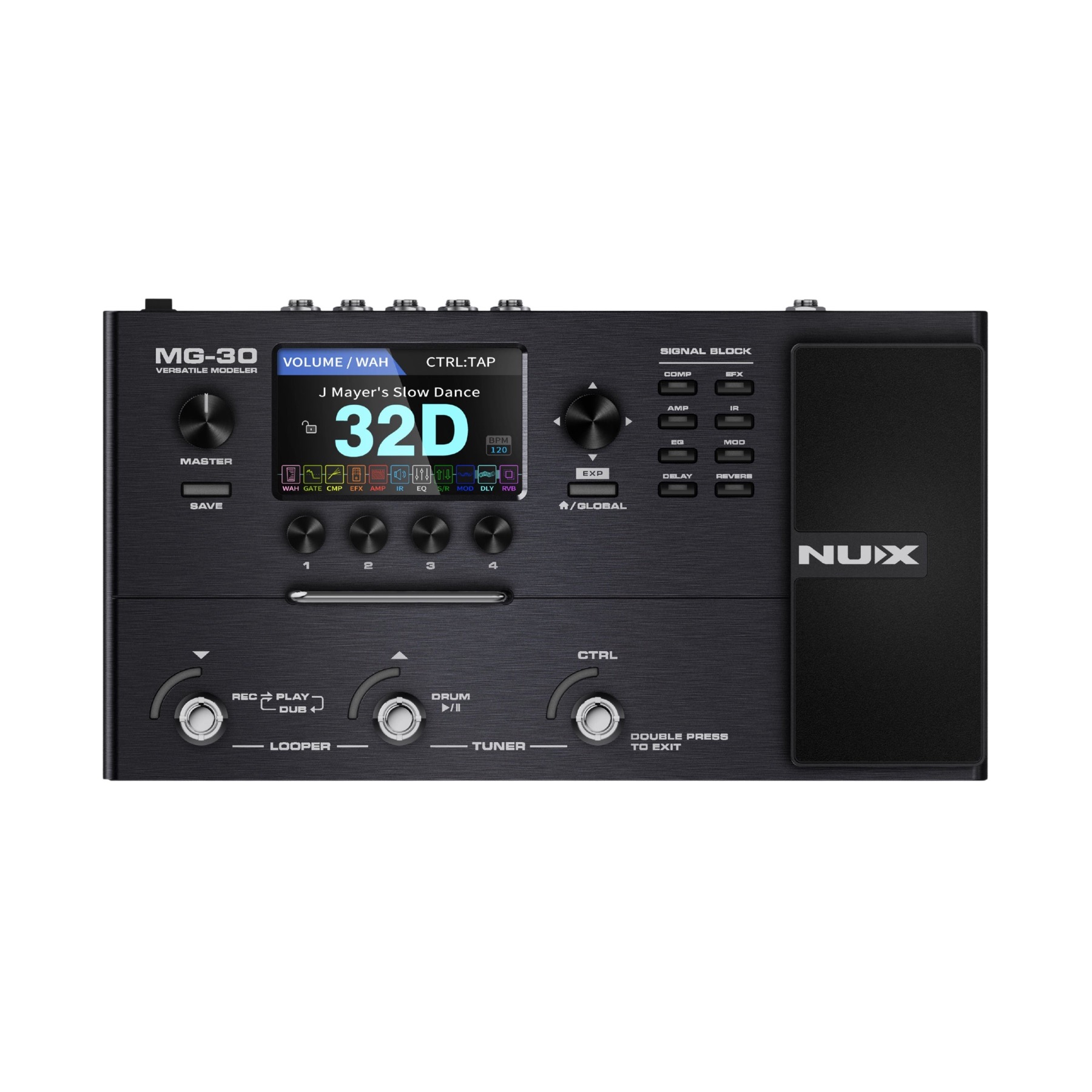 NUX MG-30 modelling multi-effects processor on a bench